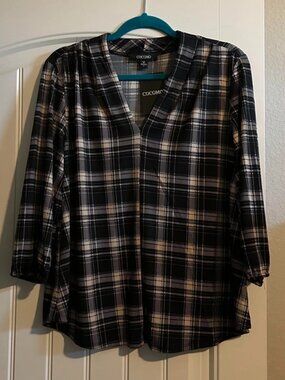 NWT Cocomo Plaid Pullover Top L